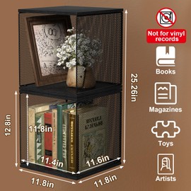 Dmevkic 2 Cube Organizer Book Shelfs DIY Variable Stackable Cube Storage Organizer for Kid Bedroom,Living Room,Small Bookshelf Black