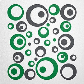 WANDfee® Wall Tattoo, Circles, Dots, 50 Stickers, Colour Choice For Children's Bedroom, Living Room, Hallway, Bathroom, Kitchen, Tile Stickers, grey