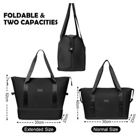 flintronic Women's Travel Bag, Foldable Travel Bag, Sports Bag, Hand Luggage Bag, Waterproof Travel Bag, Duffle Bag, Training Bag, Handbag for Sports & Travel, *11 New Black