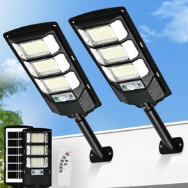 MATEPLUS Solar Flood Lights Outdoor 2 Pack, 10000LM, Black, Modern, 12 x 5.5 x 1.2 inches, IP65 Waterproof, Motion Sensor & Remote Control, Dusk to Dawn, Wall Mount, Outdoor
