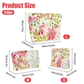 Mulaibdin 3 Stück Kosmetiktasche, Kulturtasche Damen, Schminktasche Klein für Handtasche, Make Up Tasche Aesthetic, Reise Kulturbeutel Set, Tragbare Cosmetic Bag Blumen für Geschenk