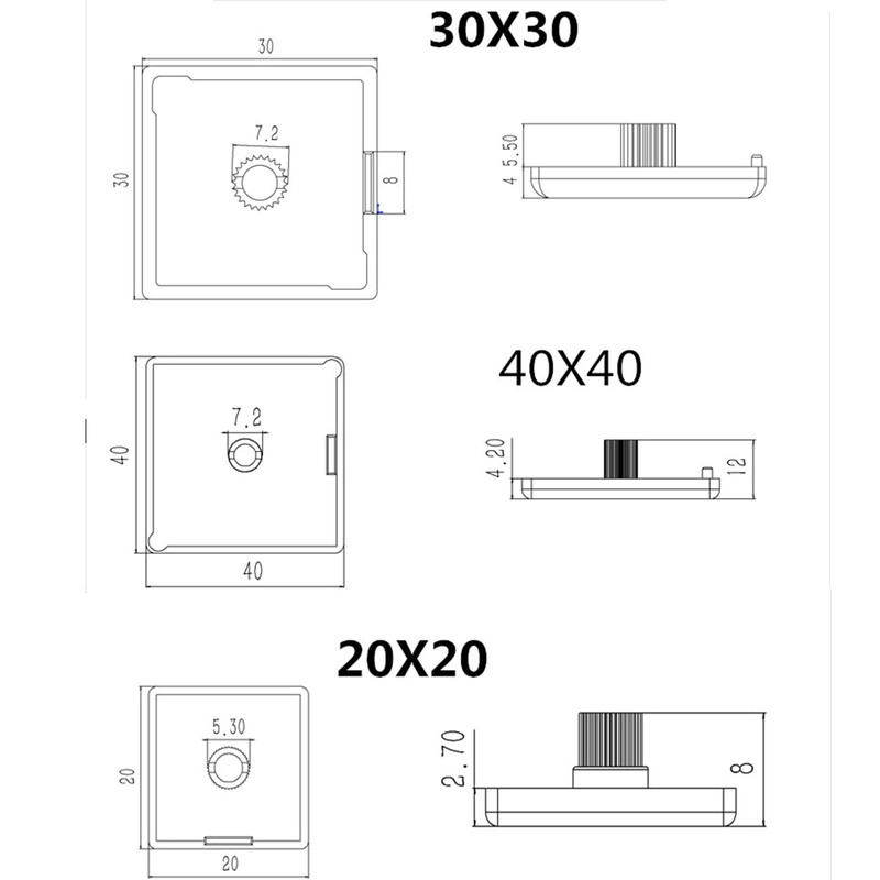 Zaky Standard Plastic Square Rectangle Aluminum Extrusion End Cap 2020/3030/4040/2040/3040/4080