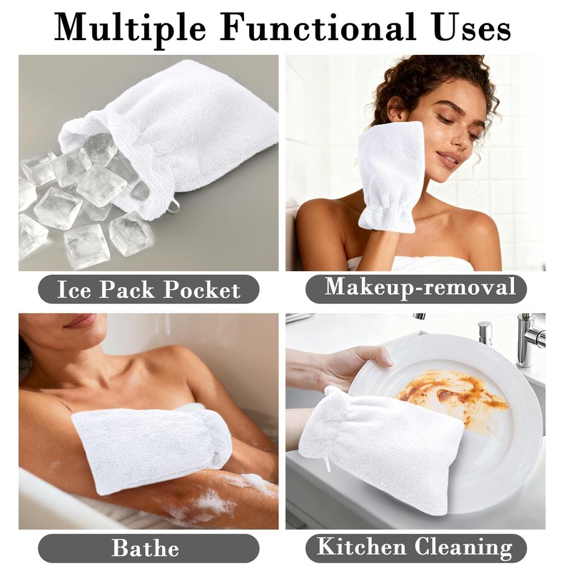 VOOVA & MOVAS White Exfoliating Washcloth 6PC, 8.3"x6.3" - 100%