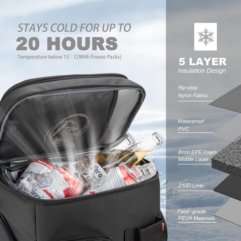 Insulated Cooler Backpack,33 Cans Multifunctional Double Deck Leakproof Cooler Bag