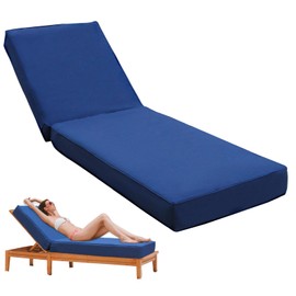 UFavo Home Outdoor Chaise Lounge Cushion 80"x26"x5.9", Waterproof 5.9" Extra Thickness Lounge Cushion with Removable Cover, Patio Lounge Chair Cushions for Outdoor Furniture, Navy Blue