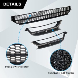SecosAutoparts Front Bumper Lower Grille and Foglight Grill Cover Fit for Volkswagen Passat 2012 2013 2014 2015 Replace# 561853666 561853677 561853665