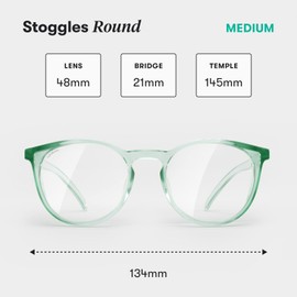 Stoggles Round Z87.1 Certified Polycarbonate Safety Glasses, Scratch & Shatter-Proof, Blue-Light & UV Blocking Lens, Top & Side Shields, Anti-Fog Dip Coated, Durable, Protective & Stylish Eyewear