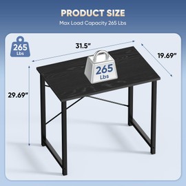 DUMOS 32 in Small Computer Desk for Home Office, Modern Study Work Table Simple Style for Bedroom, Writing Desks with X-Shaped Reinforcement, 2 Pack, Black