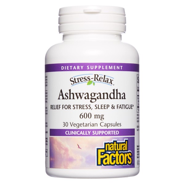 Stress-Relax KSM-66 Ashwagandha 600 mg by Natural Factors, 30 vegetarian capsules (30 servings), 60 Capsules