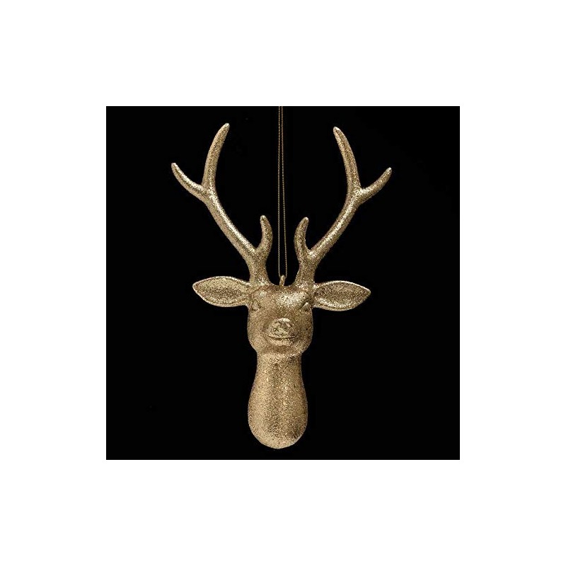 Toyland 22cm Reindeer Head Hanging Tree Decoration CHAMPAGNE- Christmas Tree