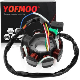 YOFMOO Magneto Stator AC Ignition Coil 8 Pole 5-wire Compatible with GY6 125cc 150cc 125 ATV Scooter Moped Go Kart Buggy Quad 4-stroke Pit Dirt Bike QMI152 QMI157 QMJ152 TaoTao Roketa Buyang Sunl