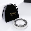 Azubpi 316 Stainless Steel Engraved Cuban Link Bracelet for Men,