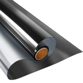 KESPEN Window Film One Way Daytime Privacy Static Cling Sun Blocking Anti UV Reflective Window Tint for Home and Office, Black-Silver, 23.6 Inch X 6.5 Feet