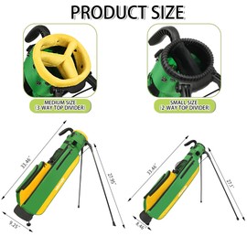 Golf Stand Bag Lightweight Small Medium Carry Bag 2-3 Way Divider Men and Women with Adjustable Shoulder Strap Multiple Pockets Golf Gun Bag with Golf Putter Covers (S-Green)