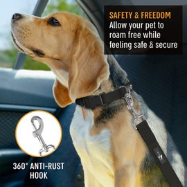 Active Pets Black Car Seat Belt for Dogs 2 Pack, Attaches to Harness & Collar, Adjusts 18" - 24" Safety & Comfort Travel Restraint System Fits Small - Large Pups, Seatbelt Pet Supplies & Accessories
