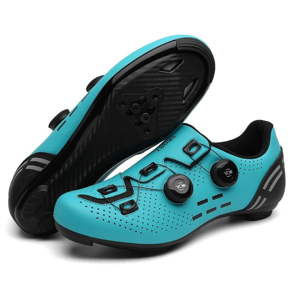 morytrade Road Shoes Binding Cycle Shoes SPD SL LOOK Compatible, turquoise (turquoise blue)