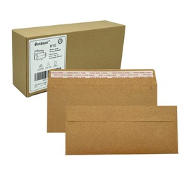 Burasari 80Qty#10 Brown Kraft Business envelopes 4.125x9.5In- windowless design 120GSM paper envelopes