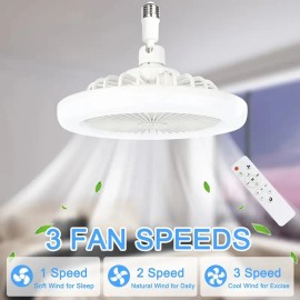 Unbranded Socket Ceiling Fans with Lights and Remote- Socket Fan light with Dimmable Led