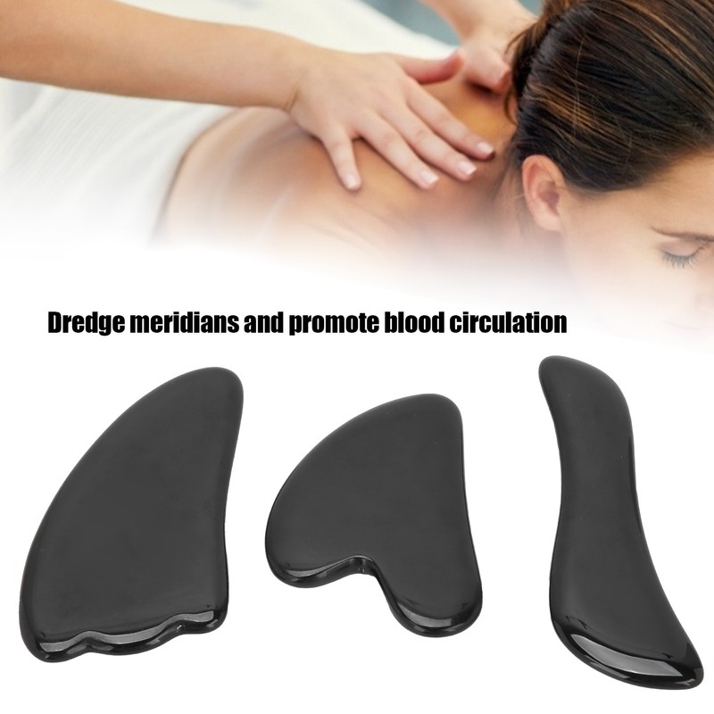 Professional Obsidian Face Massage Gua Sha Tool Portable Body Therapy