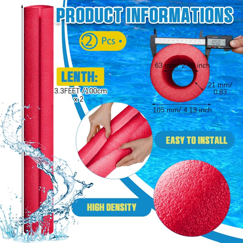 Hanaive 6 Pcs Jumbo Pool Foam Noodles Bulk 40 Inch