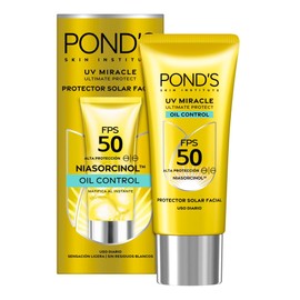 POND'S Protector Solar Facial 50 FPS UV Miracle Oil Control, Piel Grasa con Niasorcinol 40gr