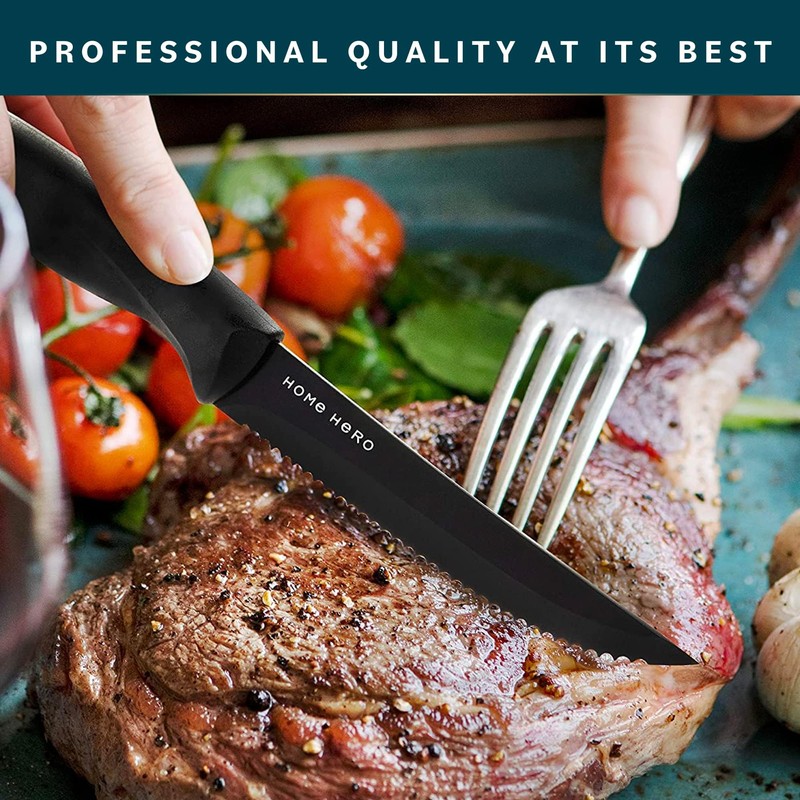 Home Hero Steak Knives Set of 12 - High-Carbon Stainless