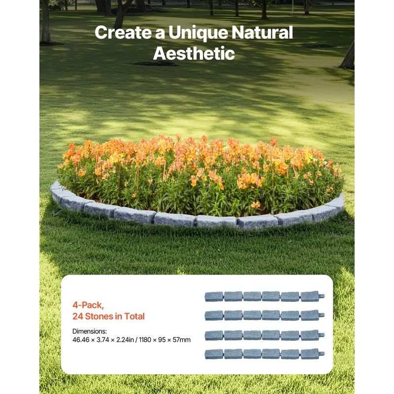 VEVOR Faux Stone Landscape Edging, No Dig Garden Edging Border,