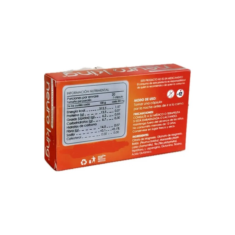 Neuro King Cápsulas Glicinato Magnesio Unidades 20g
