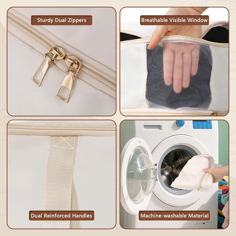 Compression Storage Bags for Down Comforters, Foldable Reusable Organizer for