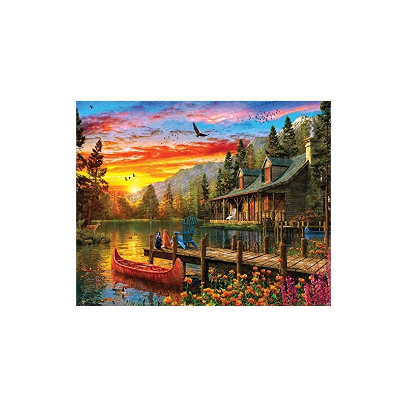 Springbok's Cabin Evening Sunset 2000 Piece Puzzle for Adults Featuring
