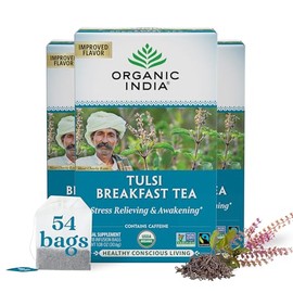 ORGANIC INDIA Té De Hierbas Tulsi Para El Desayuno - Té Negro Con Albahaca Sagrada, Alivia El Estrés Y Revitaliza, Orgánico Según El Usda, Sin Omg,...