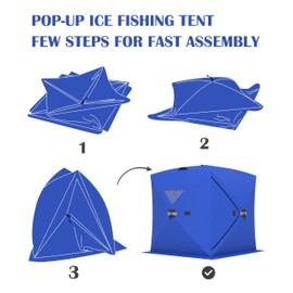 GarveeLife Ice Fishing Tent, Premium Pop-Up Portable Hub-Style Ice Fishing Shelter, 34 Square Feet of Fishable Area - Easy Setup, Spacious & Insulated for Ultimate Comfort - Perfect for 2+ Anglers