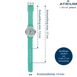 Atrium A46-13 Children's Watch Girls Analogue Quartz Extra Clear with Nylon Strap Textile Strap Silver Mint, mint, Classic