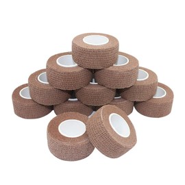 LHUI 自己粘着性 伸縮包帯 弾性包帯 2.5cm*4.5m*12個 エラスチックバンデージ 褐色