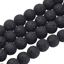 PH PandaHall 600pcs 6mm Natural Lava Beads Black Chakra Bead Strand Undyed Round Gemstone Loose Beads Volcanic Lava Gemstone Energy Healing Beads for Jewelry Making