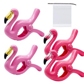 4 Pcs Flamingo Towel Clips with a Drawstring Bag for Beach Chairs,Towel Clips for Sun Loungers, Sunbed Strong Beach Chair Clips Towels, Vivid Swan Shape Accessories