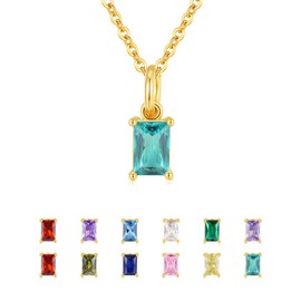 GexTyde Gold Birthstone Necklace for Women, Diamond Tiny Emerald Necklace for Women Mothers, Pink Pendant Necklace Jewelry Anniversary Birthday Gift for Her Mom Wife Girlfriend Daughter
