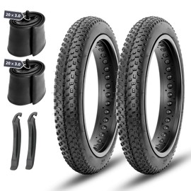 MOHEGIA Fat Tires Replacement Set: 2-Pack 20x3.0 Inch Folding Fat Bike Tires,Pair Bike Tubes Schrader Valve and Tire Levers,with Street or Trail Riding