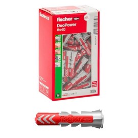 Fischer 537641 Dowel DUOPOWER, Grey/Red, 8 x 40 mm, Pack of 100