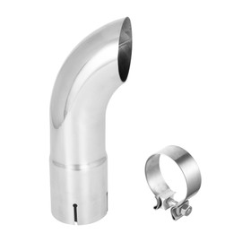 QYFNB 2.5 Inch Inlet Turn-Down Exhaust Tip, 2.5" Inlet and Outlet 304 Stainless Steel, Universal Diesel Exhaust Tailpipe Tips with Seal Clamp for 2.5" OD Tailpipes, 9" (230mm) Overall Length, Polished