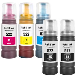LAIPENG 522 T522 High Capacity Ink Refill Bottles (Not Sublimation Ink) | Compatible for Epson ET-2400 ET-2720 ET-2800 ET-2803 ET-2840 ET-4700 ET-4800 ET-4810 Printer (BK*2/C/M/Y)
