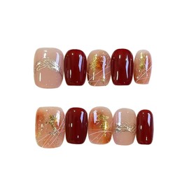 BIBII Nails Handmade Nail Tip, 3D Nails, Short Floral Pattern, Spring and Summer, Korea, Popular, Nail Tip, Short, 10 Pieces, Cat Eye Magnet, 100% Handmade Nails for Easy Installation, Reusable,