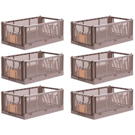 Brandsseller Foldable Folding Box, S, Set of 6, Sturdy Shopping Basket, Stackable Transport Basket, Storage Box, Brown
