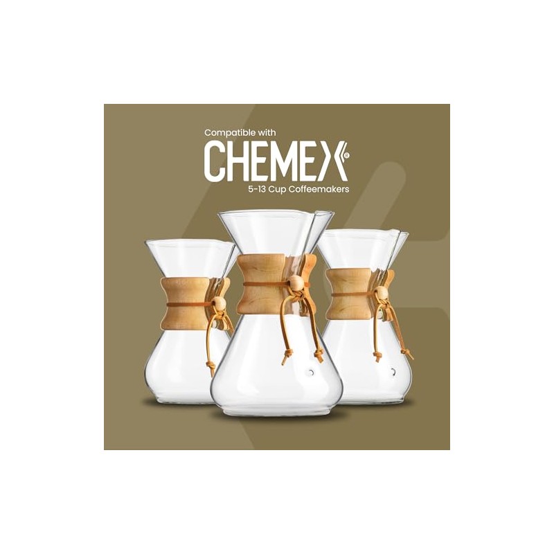 Chemex Filtros de café, 100 unidades, bond, Cuadrado, Transparente, 1