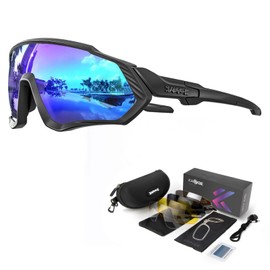 KAPVOE Polarised Cycling Glasses, 5 Interchangeable Lenses, Unisex Sports Sunglasses for Men and Women, Suitable for Cycling, Mountain Biking, Running, Fishing, Rowing, Golf 05