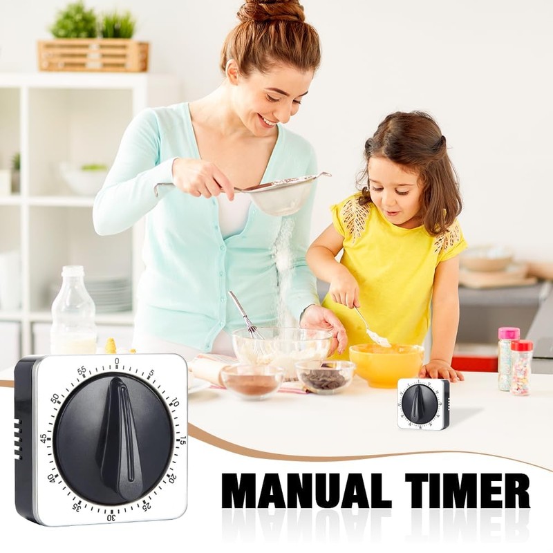 Casenly 60 Minute Kitchen Clock, Mechanical Stainless Steel Kitchen Timer,