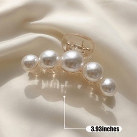 Pearl Hair Clip White Pearl Hair Claw Clips for Thick and Thin Strong Hold Hair Jaw Clips Hair Accessories Strong Hold Hair Barrette Clips for Women(Style 2)