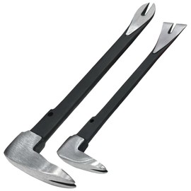 WEDO 2PCS Pry Bar Set,8" Flat Pry Bar and 12" Cat Paw Nail Puller,High Carbon Steel Crowbar,V Type Nail Remover,Utility Claw Bar Tool for Home Remolding,Woodworking