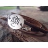 ✿ Ethnic natural tree and leather ✿ wrap bracelet
