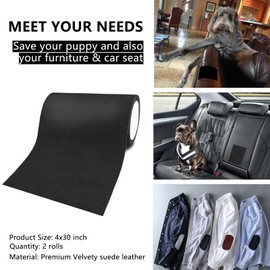 Self-Adhesive Velvet Repair Patches - Flannel Fabric Patch, Microfiber Suede Patches for Clothes, Sofa Repairing, Car Seats, Handbags, Backpacks, Jacket Holes and Tears 2 Rolls (1black+1grey)